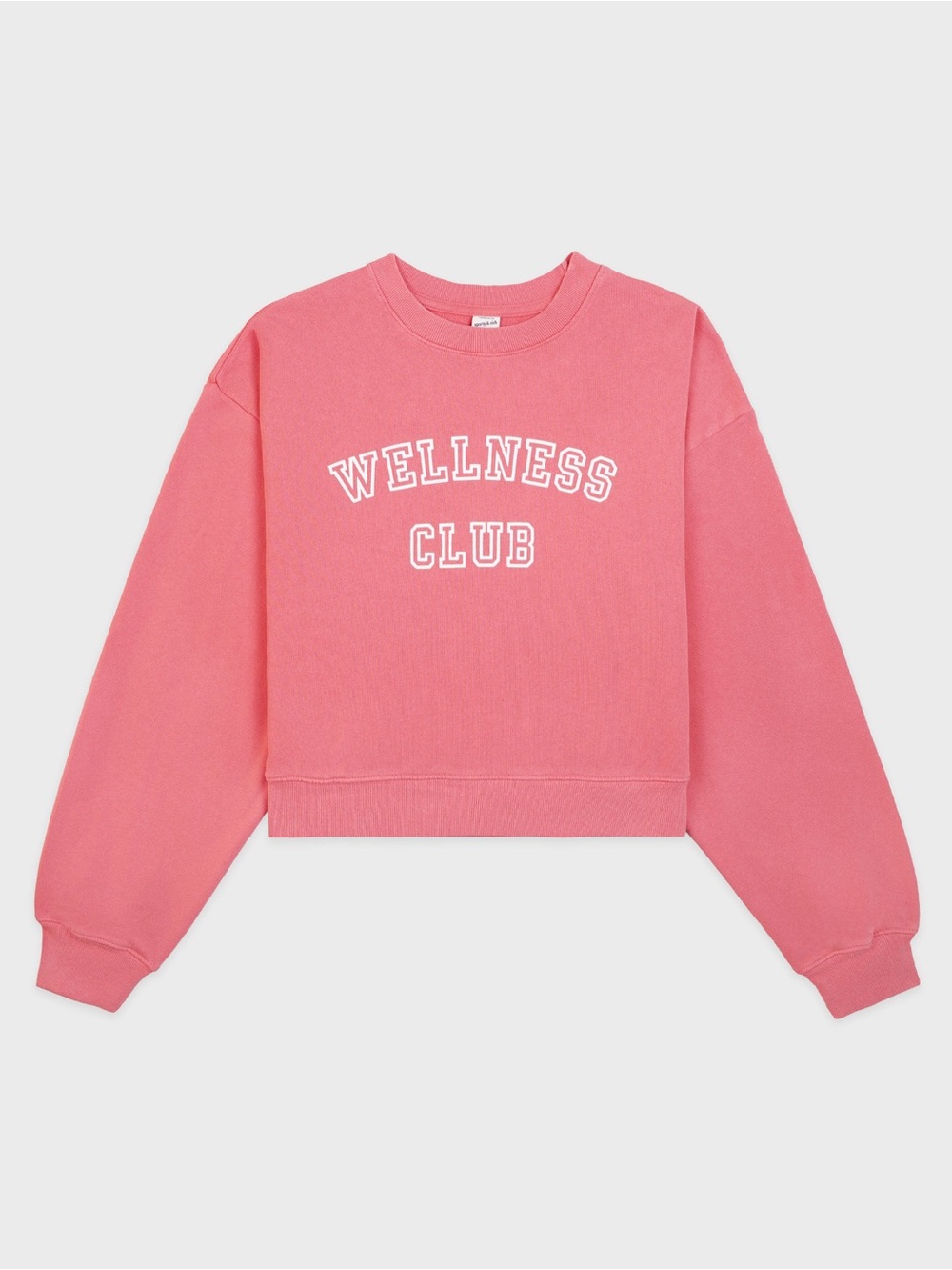 Sporty & Rich Coral Crewneck 'Wellness Club' Cropped Sweatshirt